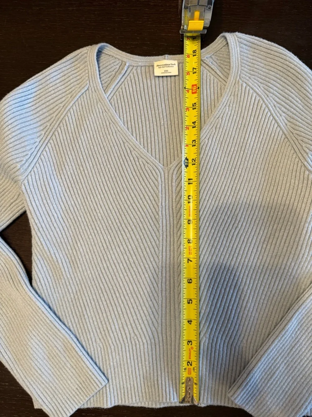 Abercrombie & Fitch Light Blue Ribbed V-Neck Sweater - Picture 7 of 8